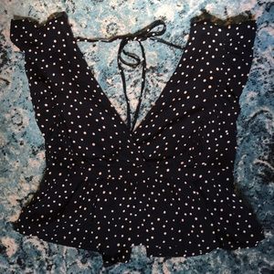 Polka top v-neck top